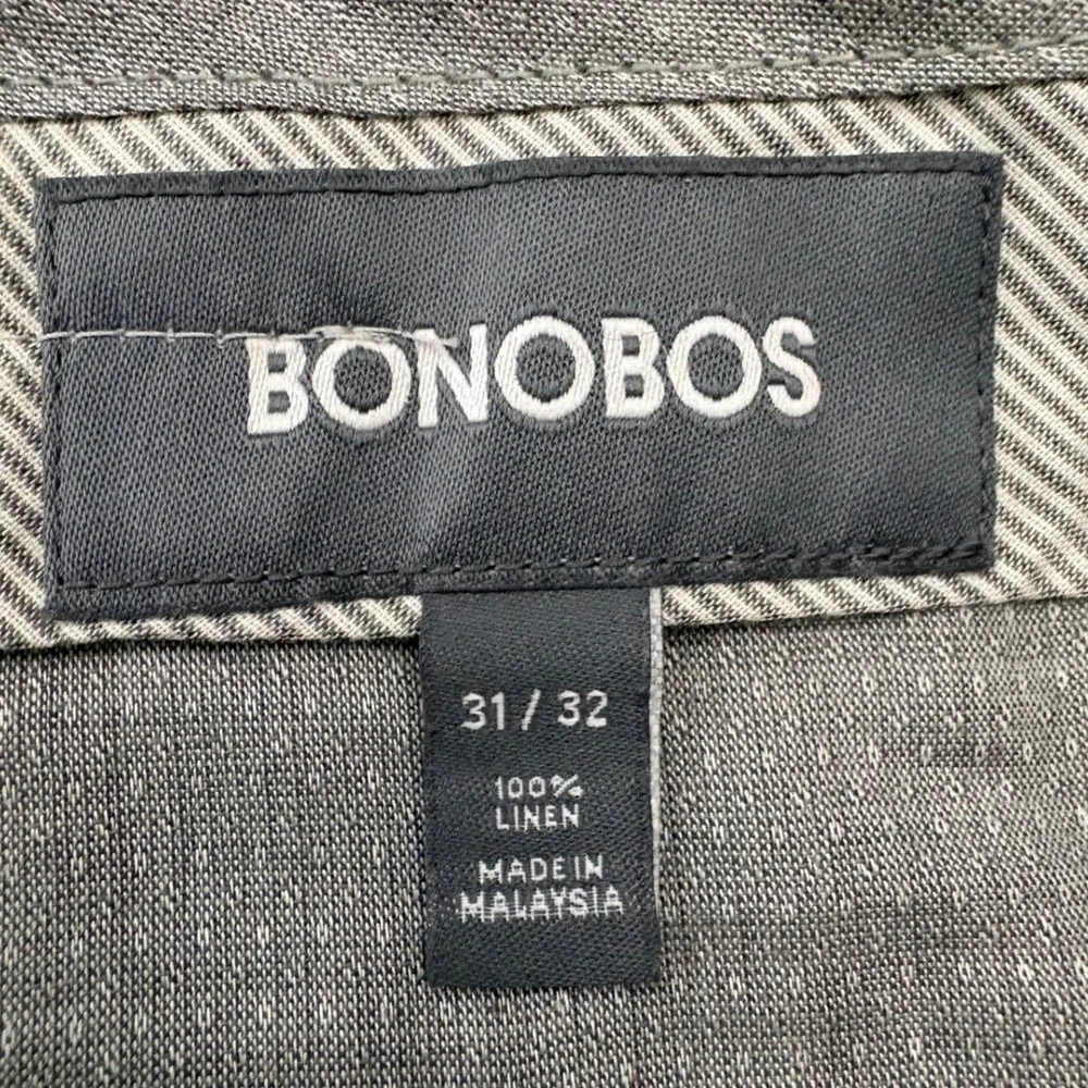 Bonobos Men's 100% Linen Trousers 31x32 Grey Fine Check Summer Dress Pants